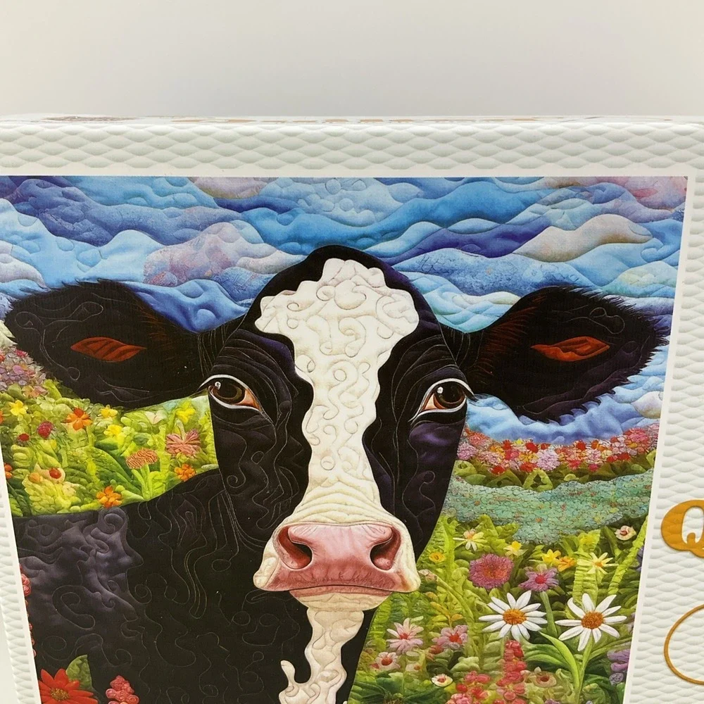 MasterPieces Quilted Look Frolic in the Fields 1000 Piece Puzzle Cow & Flower‎